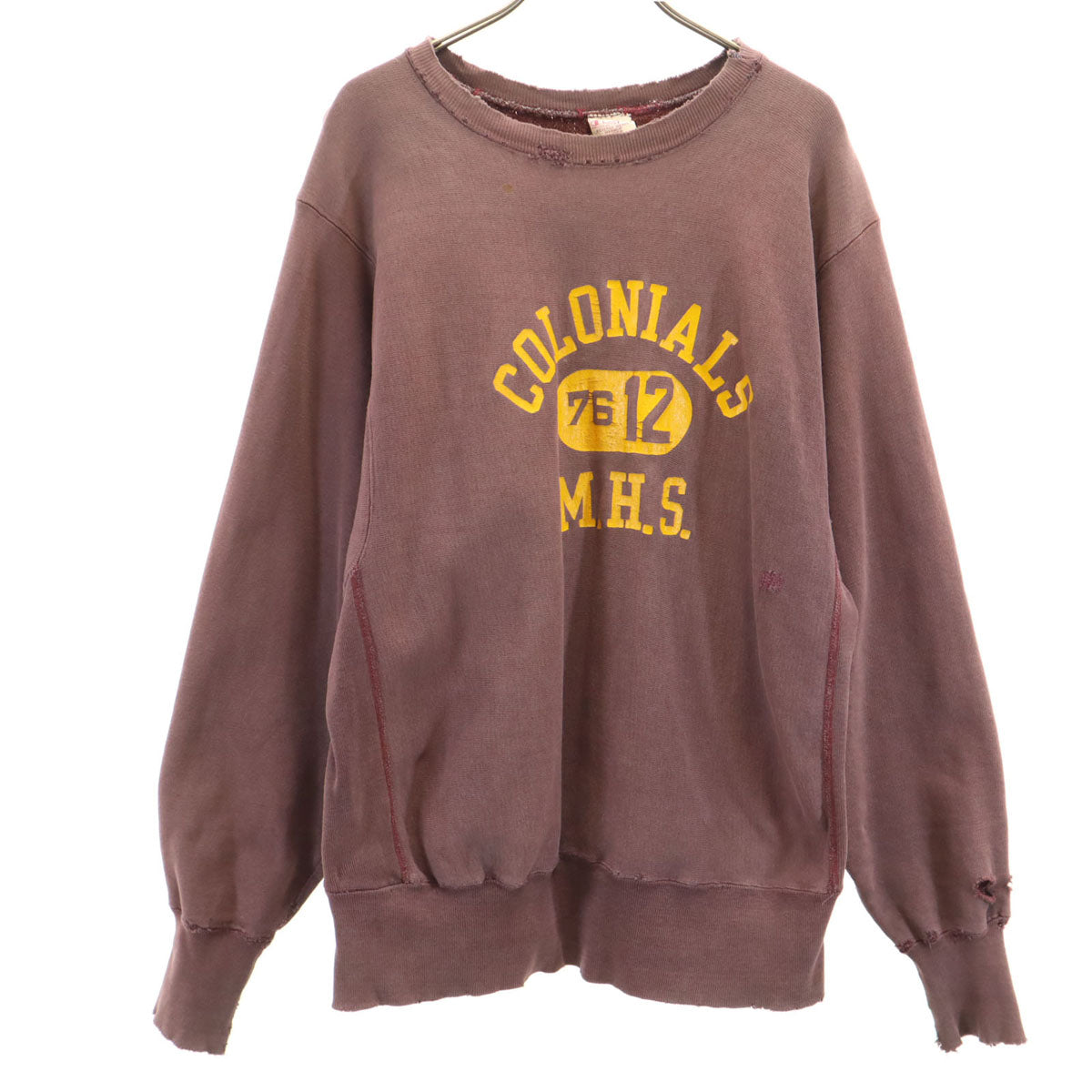 Champion チャンピオン 70s USA製 単色タグ 赤単 ヴィンテージ 3段 長袖 リバースウィーブ スウェット トレーナー L ボルドー メンズ