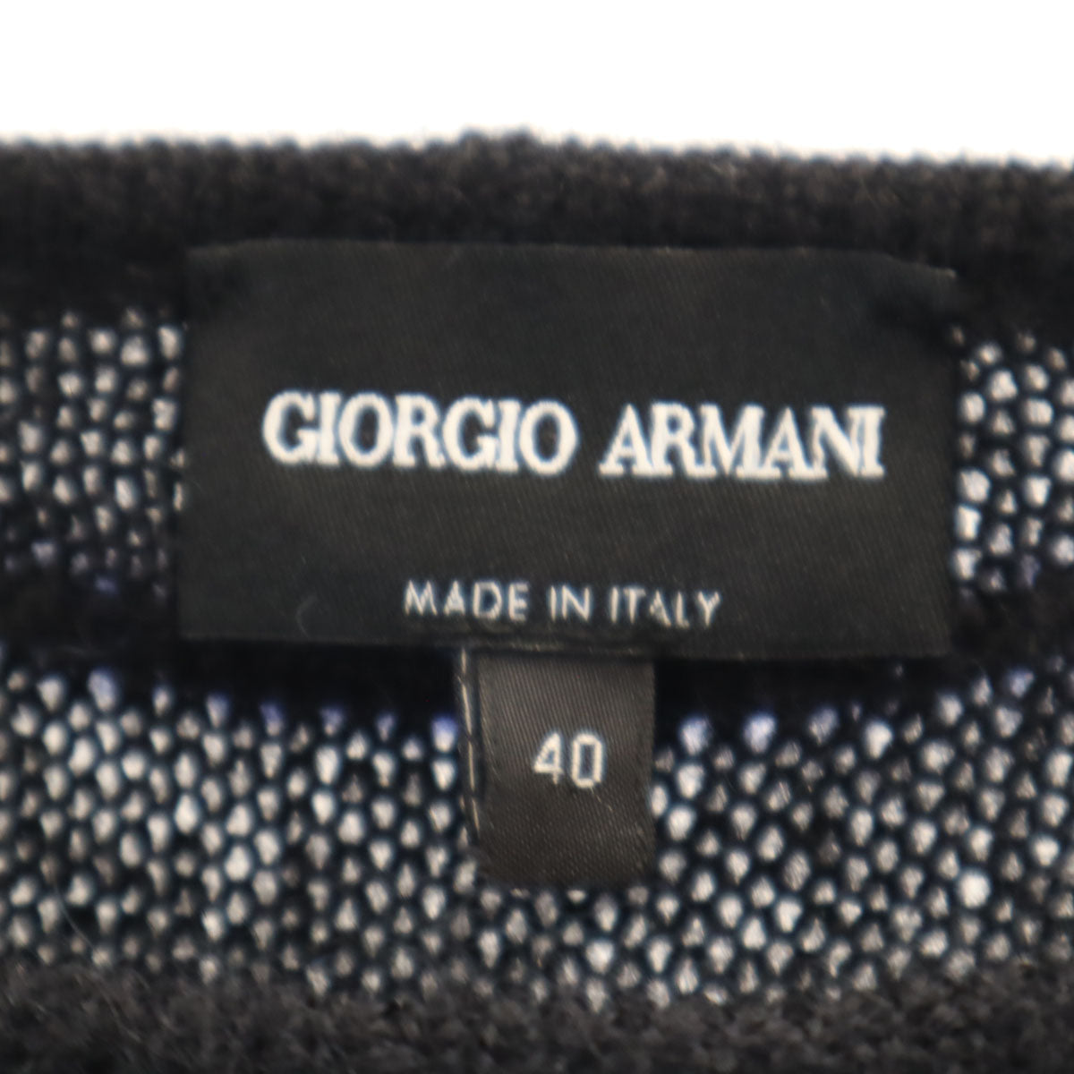 GIORGIO ARMANI ジョルジオアルマーニ イタリア製 モヘアブレンド ボーダー柄 長袖 セーター 40 ブラック ニット レディース