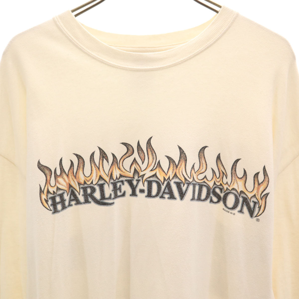 HARLEY DAVIDSON ハーレーダビッドソン 00s USA製 オールド バックロゴ 長袖 Tシャツ L アイボリー Hanesボディ ロンT メンズ