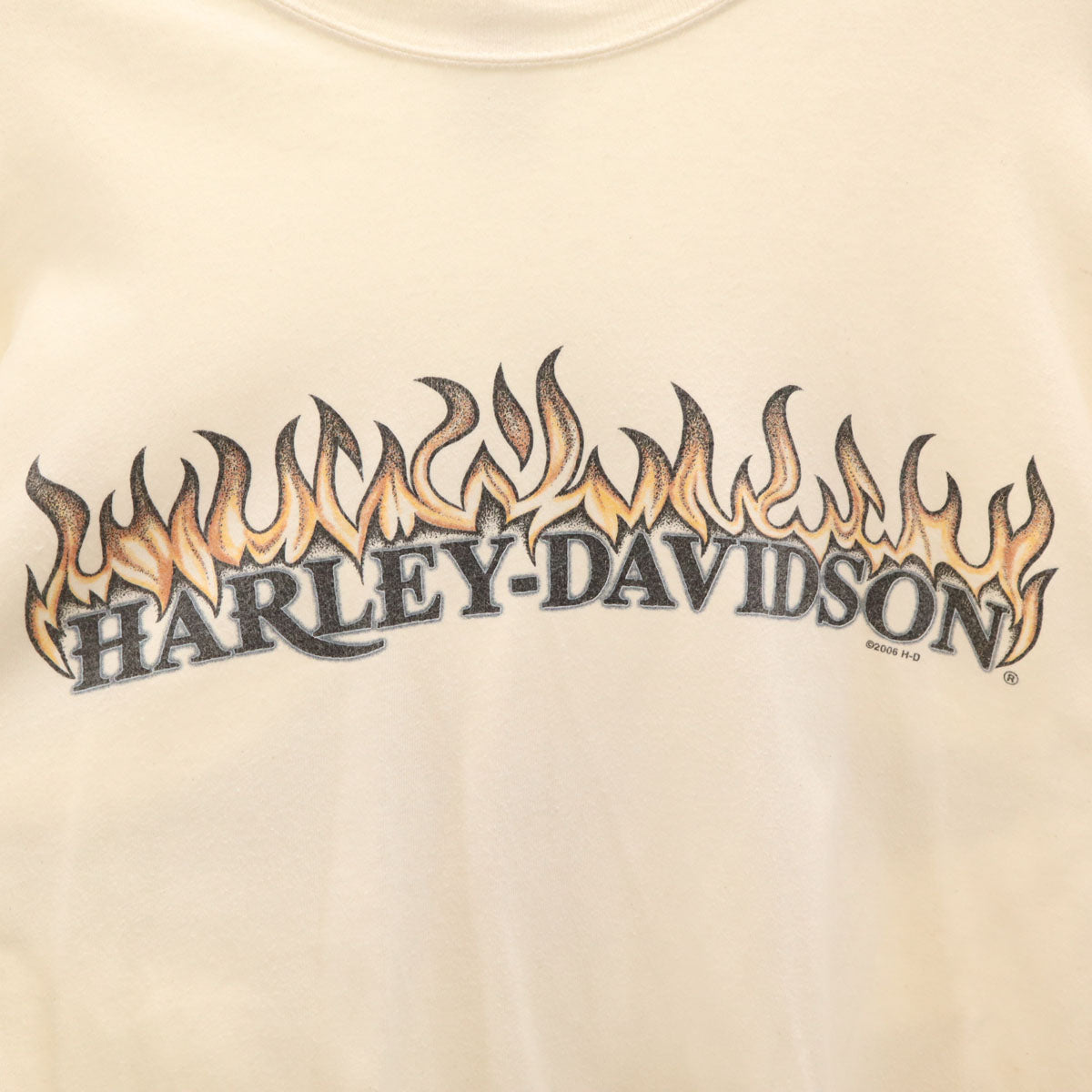 HARLEY DAVIDSON ハーレーダビッドソン 00s USA製 オールド バックロゴ 長袖 Tシャツ L アイボリー Hanesボディ ロンT メンズ