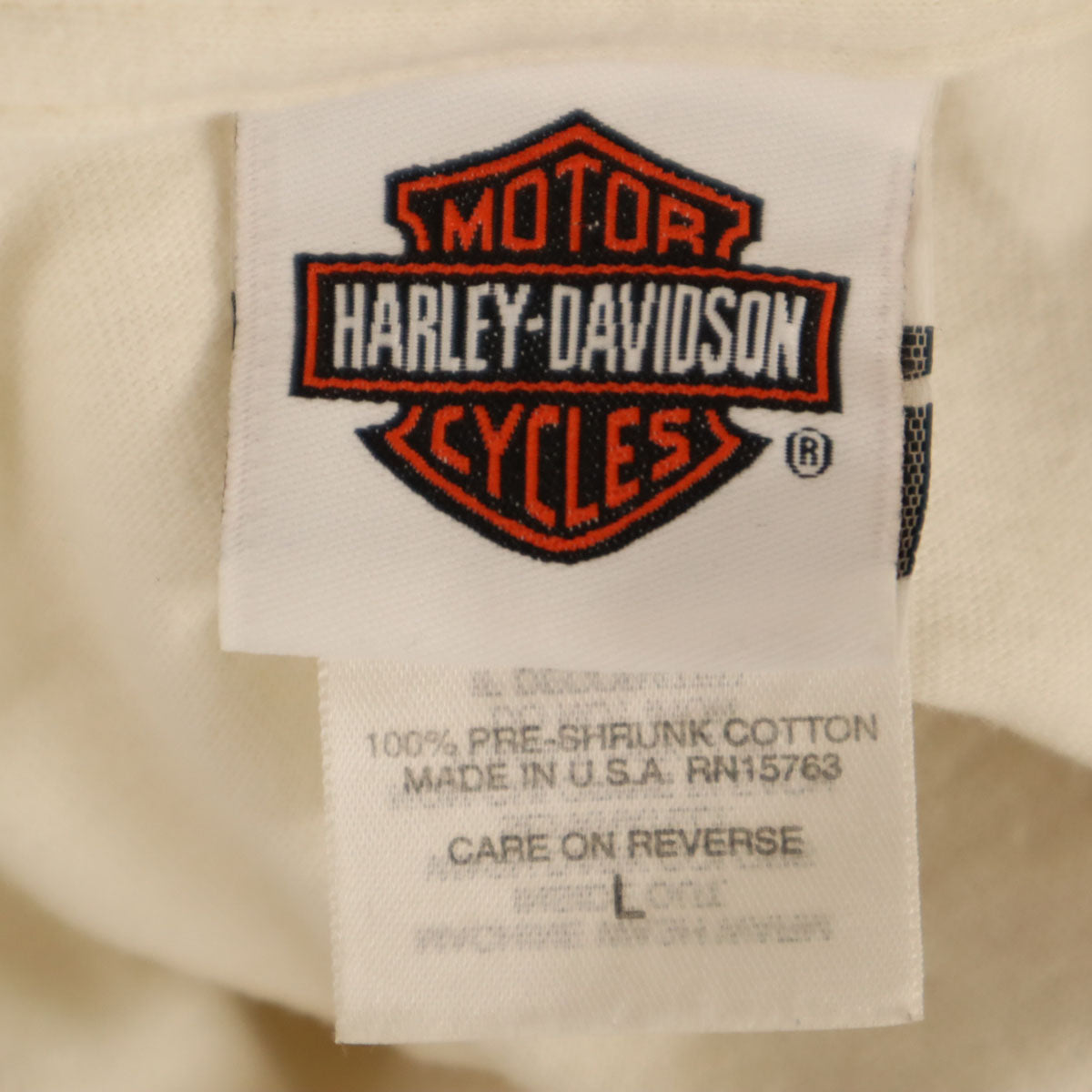 HARLEY DAVIDSON ハーレーダビッドソン 00s USA製 オールド バックロゴ 長袖 Tシャツ L アイボリー Hanesボディ ロンT メンズ
