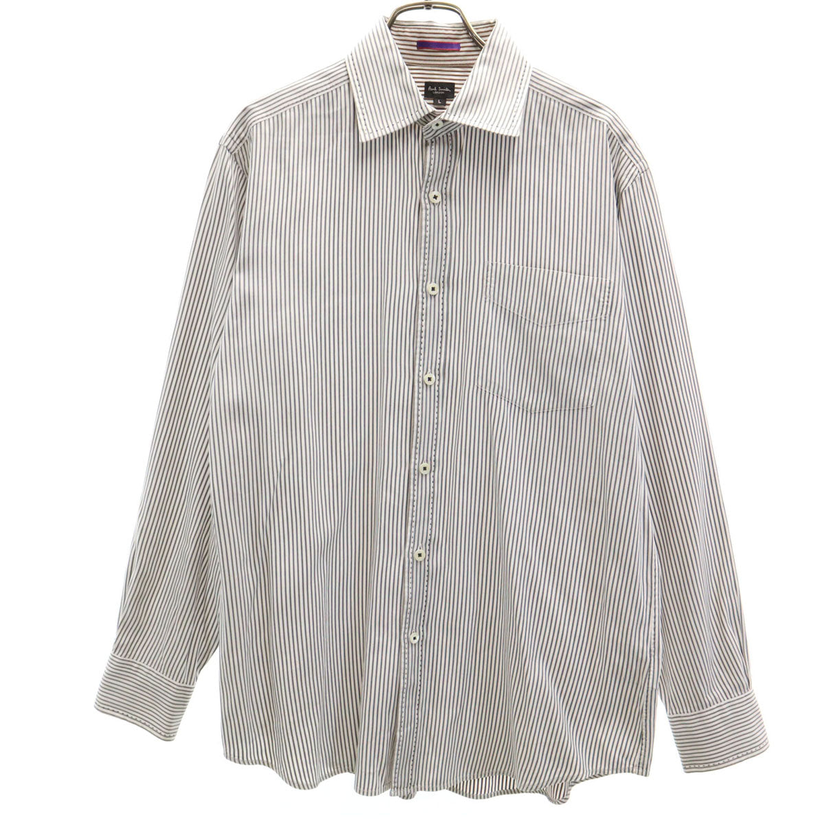 Paul Smith LONDON ポールスミスロンドン ストライプ柄 長袖 シャツ L ホワイト メンズ