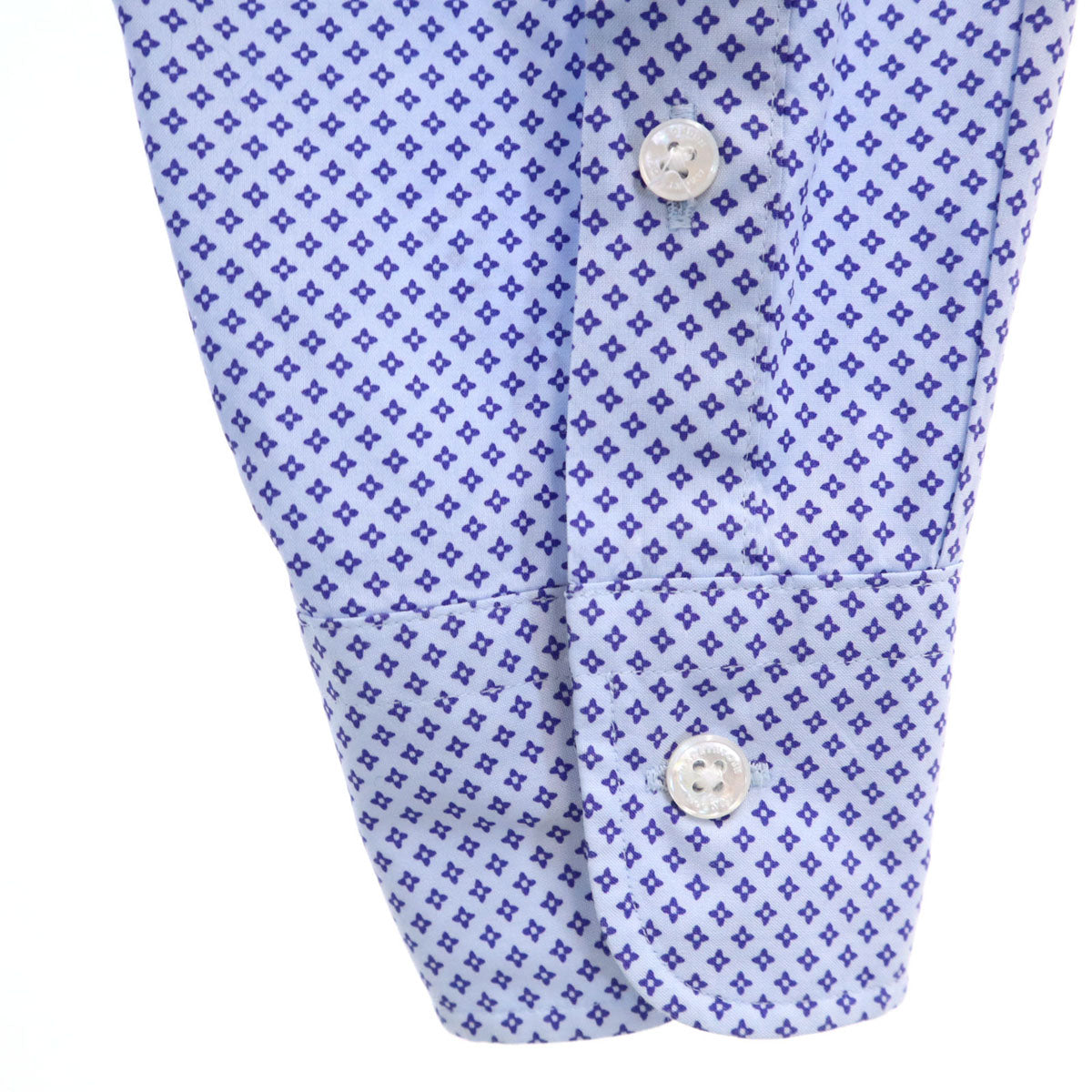 MACKINTOSH LONDON マッキントッシュロンドン 小紋柄 長袖 隠し ボタンダウンシャツ L ブルー系 メンズ