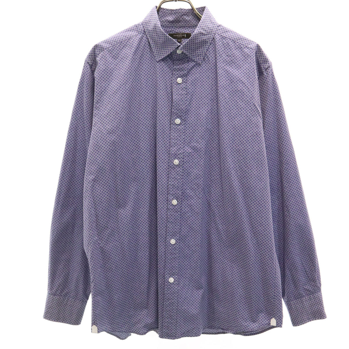 MACKINTOSH LONDON マッキントッシュロンドン 小紋柄 長袖 隠し ボタンダウンシャツ L ネイビー メンズ