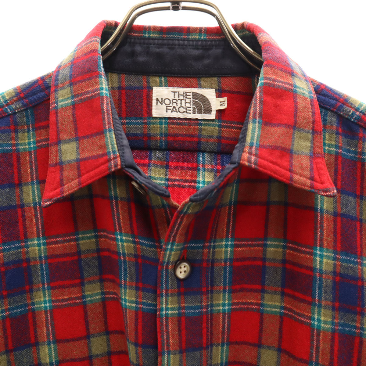 THE NORTH FACE ノースフェイス 90s 日本製 オールド チェック柄 長袖 ネルシャツ M レッド メンズ