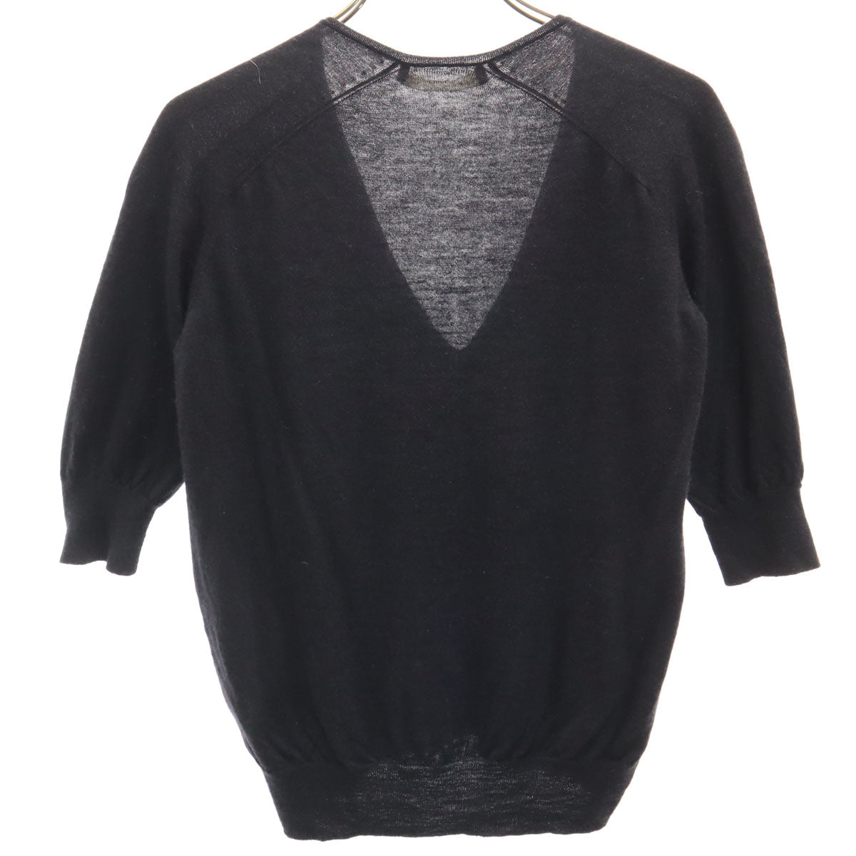BALENCIAGA.KNITS バレンシアガ ニット カシミヤ100% 半袖 Vネック ニット 38 ブラック メンズ