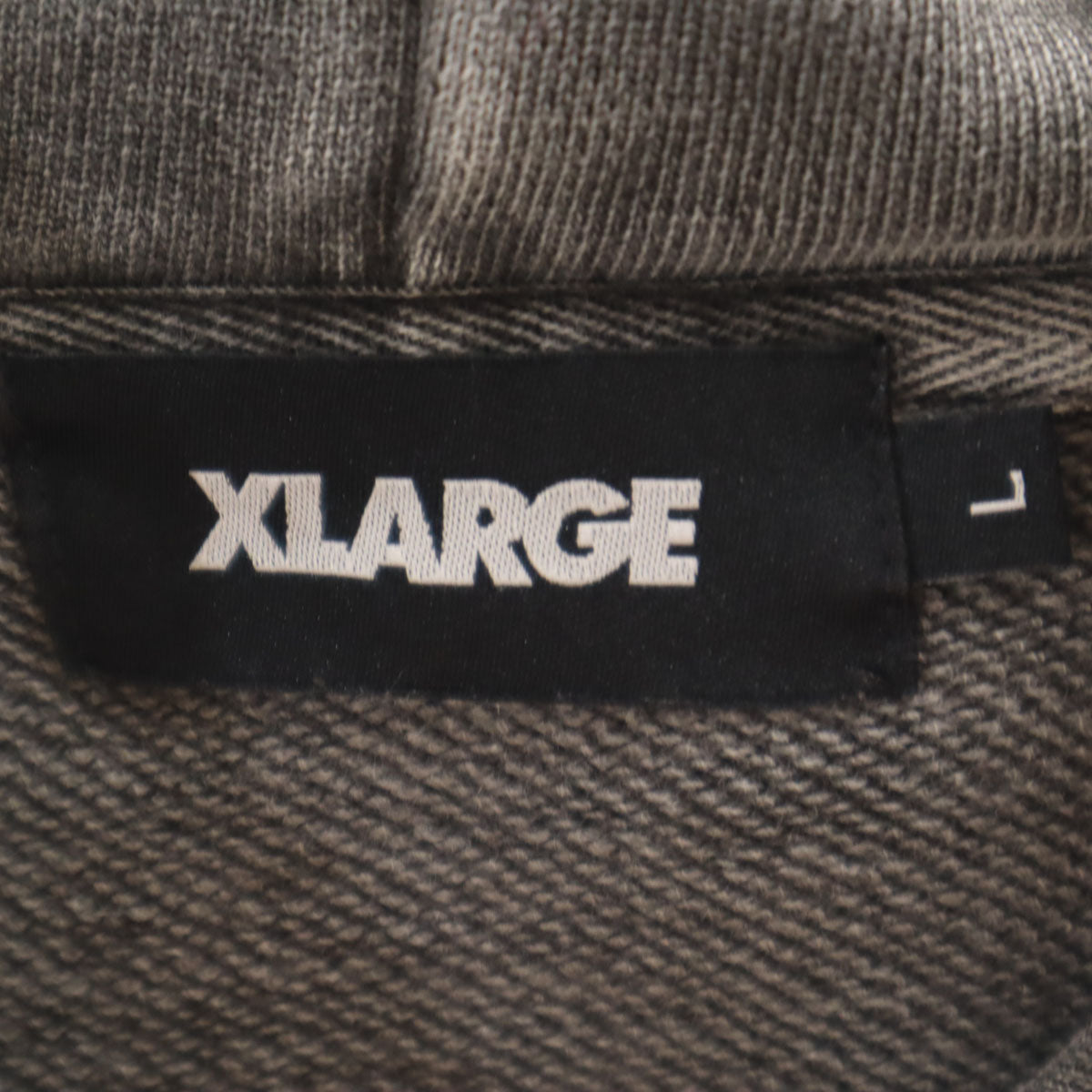 XLARGE エクストララージ バックロゴ 長袖 ピグメント加工 スウェットパーカー L チャコールグレー メンズ