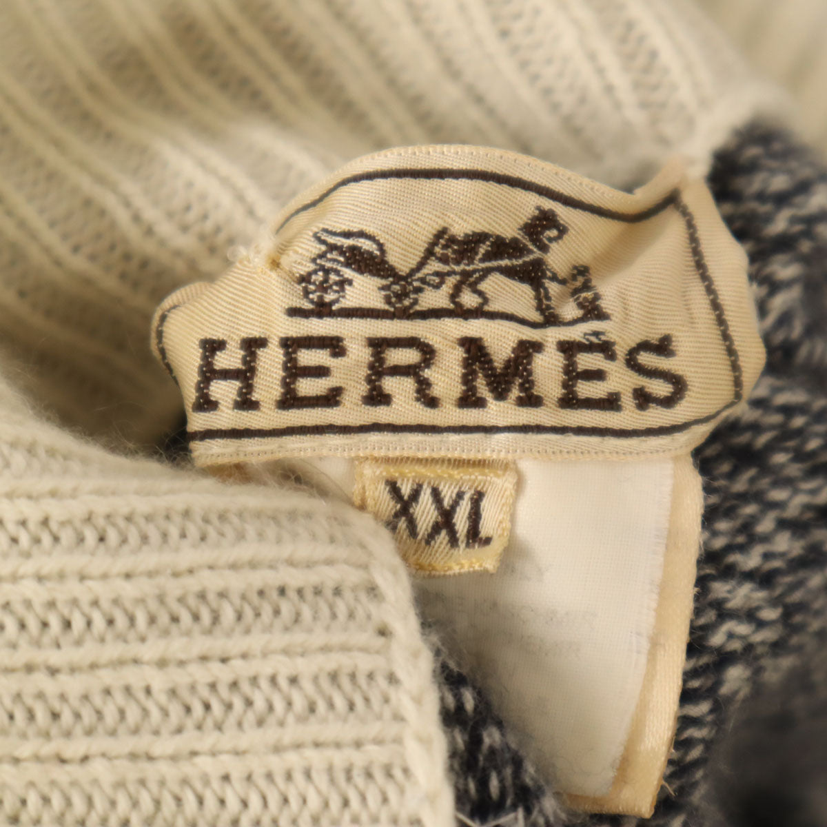 HERMES エルメス 90s 00s イタリア製 オールド 長袖 ハーフジップ ニット XXL マルチ セーター メンズ