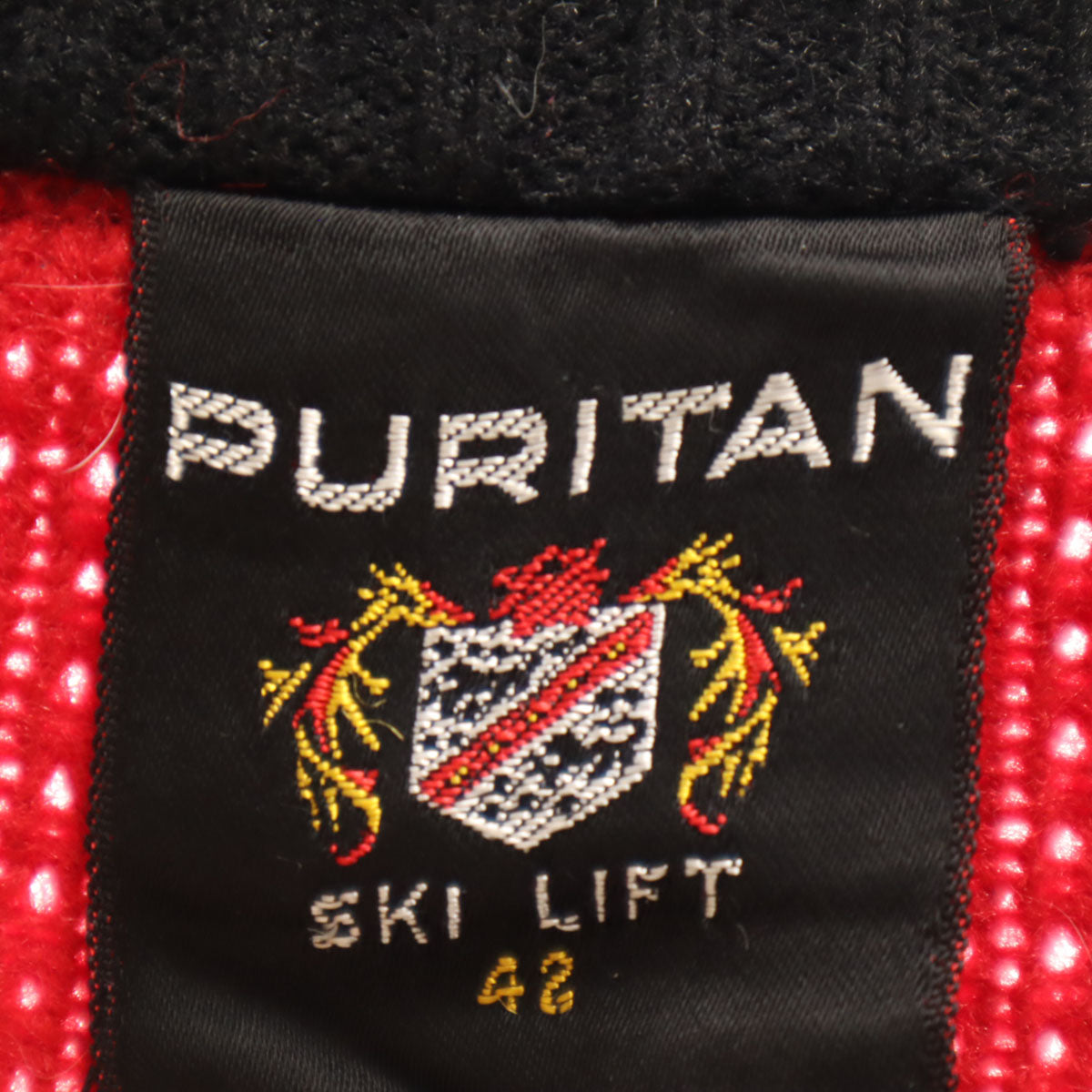 PURITAN ピューリタン 60s 70s ヴィンテージ ノルディック柄 長袖 ニットカーディガン 42 レッド メンズ
