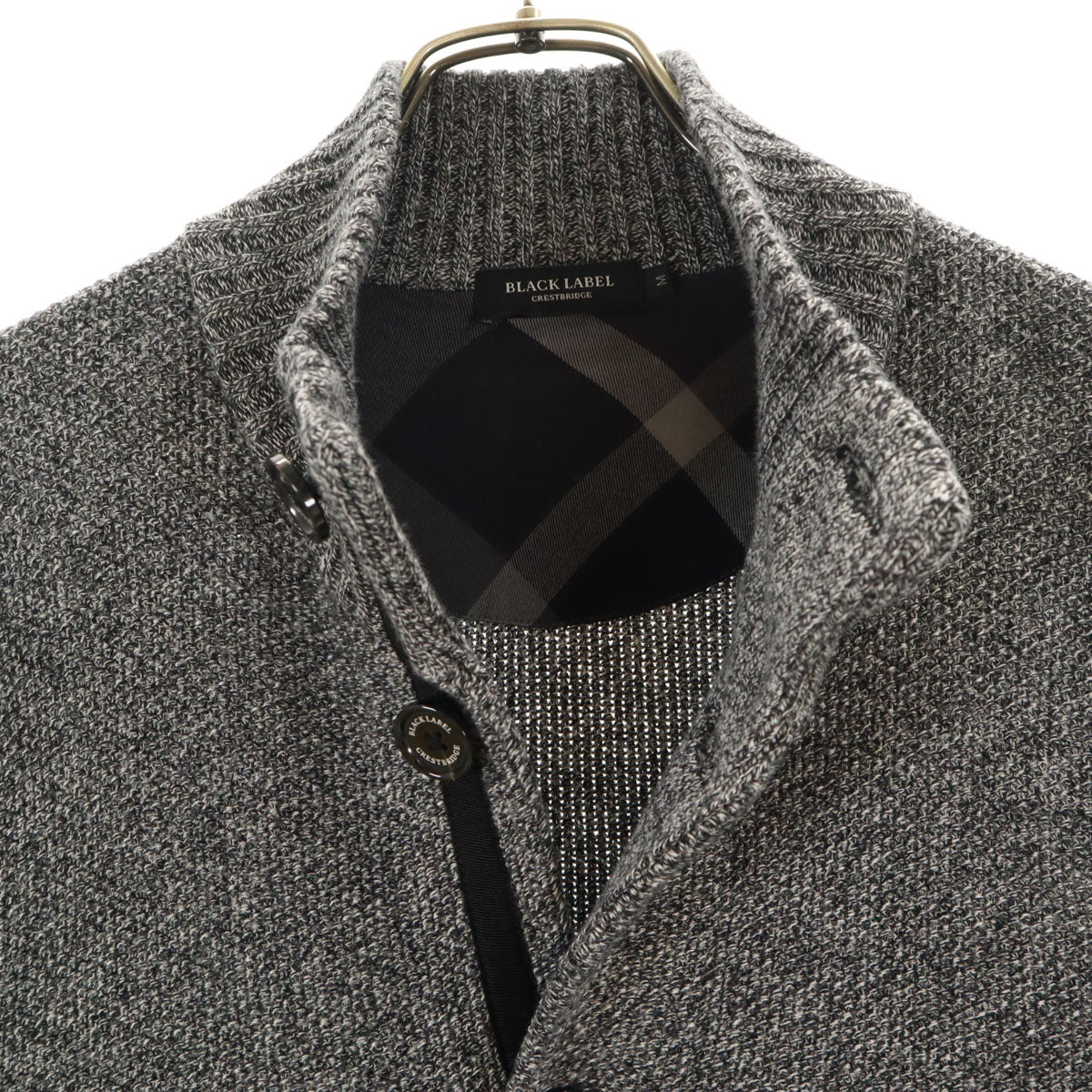 BLACK LABEL CRESTBRIDGE ブラックレーベルクレストブリッジ モックネック ニットジャケット M グレー メンズ
