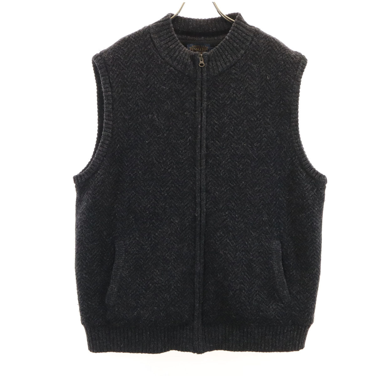 PENDLETON ペンドルトン シェットランドウール ニットベスト XL チャコールグレー メンズ