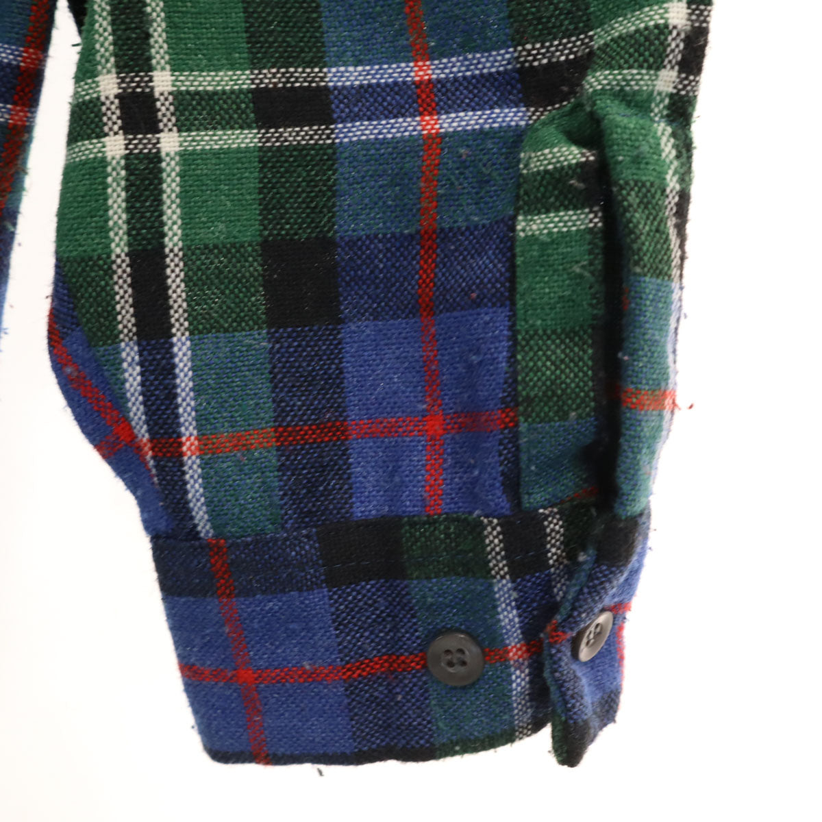 Dutchmaid ダッチメイド 60s 70s ヴィンテージ 開襟 オープンカラー チェック柄 長袖 ネルシャツ 32 1/2 ブルー メンズ