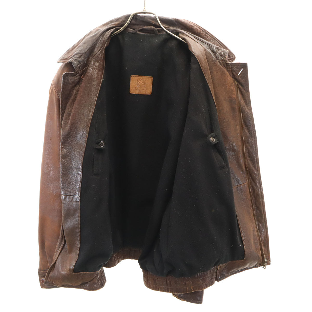 LOEWE ロエベ 80s 90s オールド レザージャケット 54 ブラウン メンズ