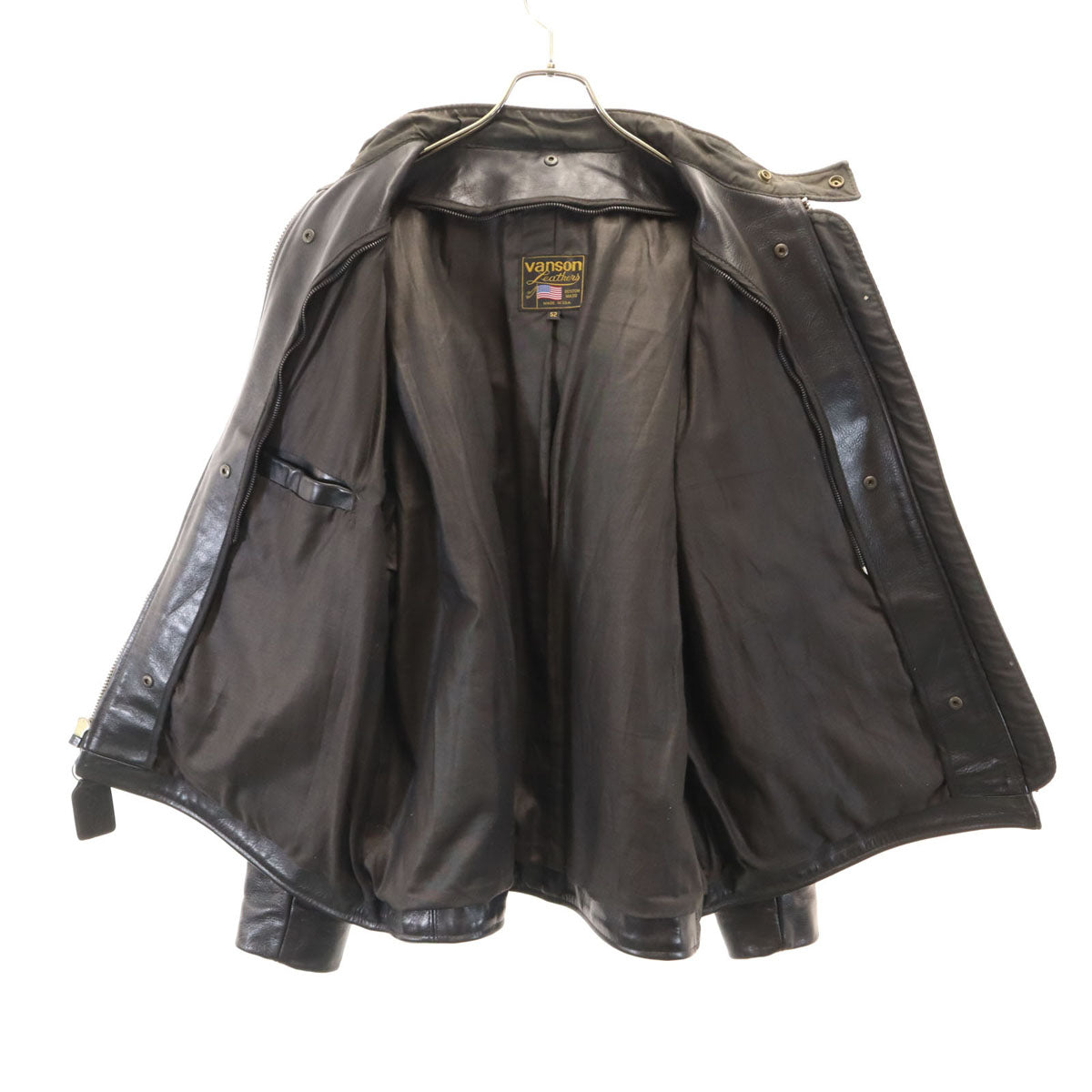 VANSON Leathers バンソンレザーズ レザー シングルライダースジャケット 52 ブラック メンズ