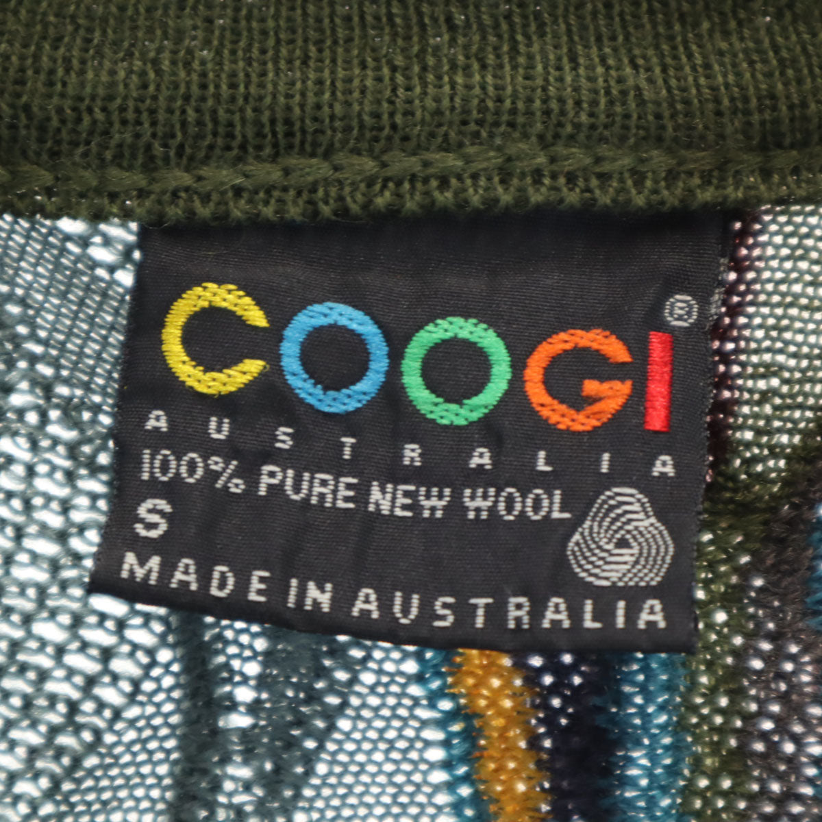 COOGI クージー 90s オーストラリア製 オールド 長袖 3D Vネック ニットカーディガン S メンズ