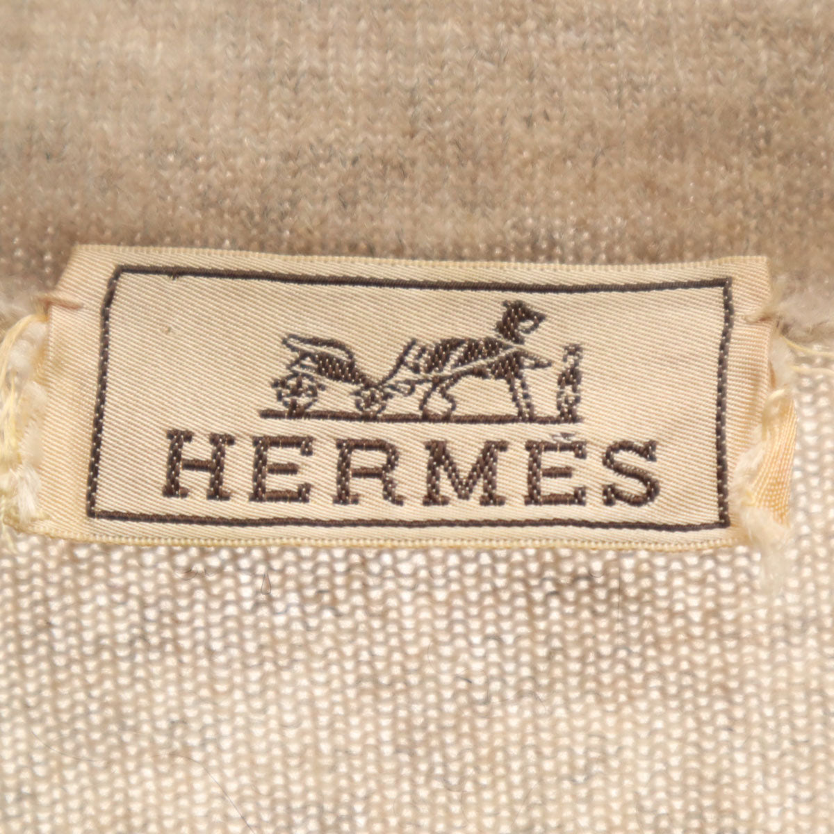 HERMES エルメス イタリア製 カシミヤ100% オールド ストライプ柄 長袖 ハーフジップ セーター XL ベージュ ニット メンズ
