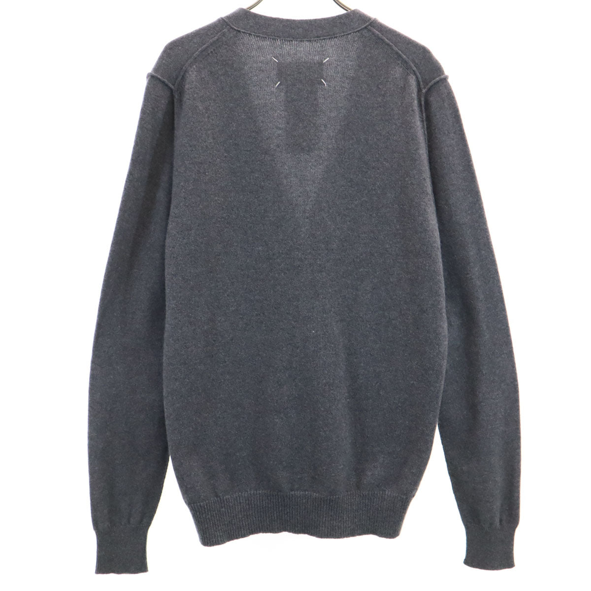 美品 Maison Margiela メゾンマルジェラ イタリア製 4 14 カシミヤ100% 長袖 Vネック ニットカーディガン M グレー ユニセックス メンズ