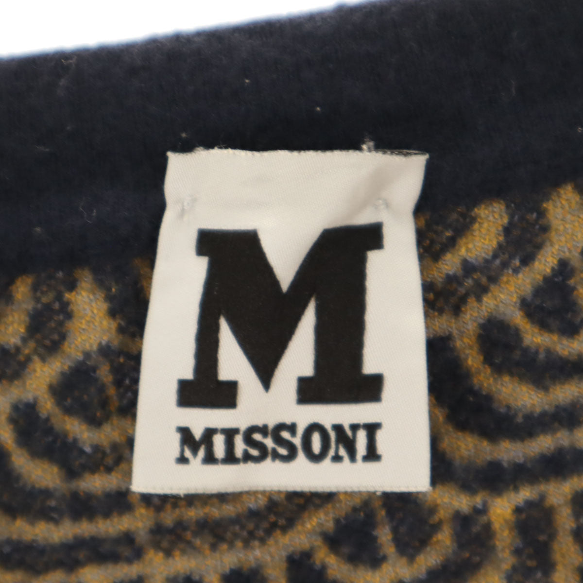 Missoni ミッソーニ 総柄 フレンチスリーブ ニット 38 ネイビー レディース