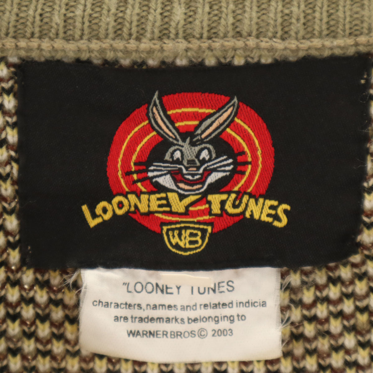 LOONEY TUNES ルーニーテューンズ 00s オールド ワイリー・コヨーテ 長袖 セーター XL オリーブ系 ニット メンズ