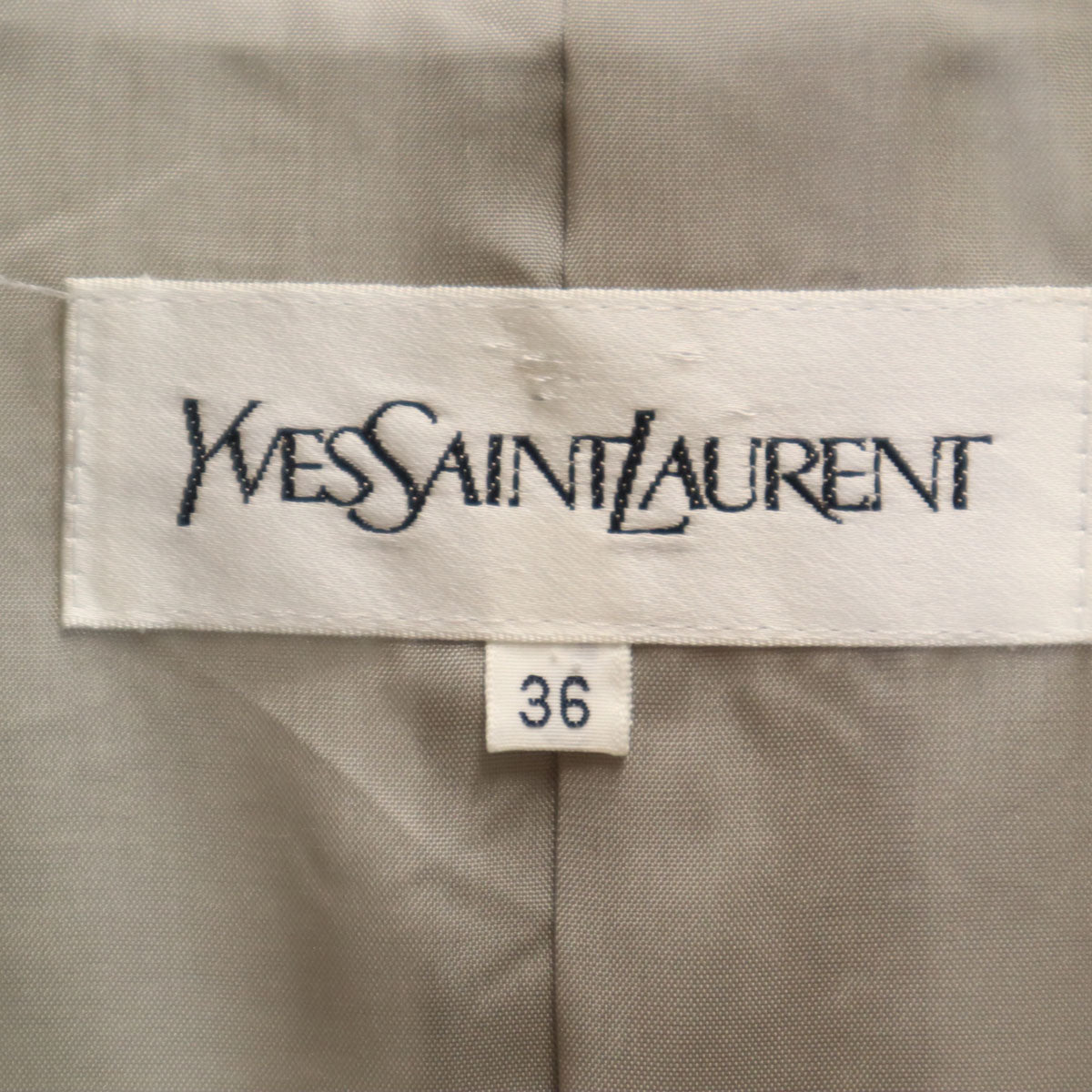 YVES SAINT LAURENT イヴサンローラン 90s オールド ヘリンボーン テーラードジャケット 36 グレー レディース