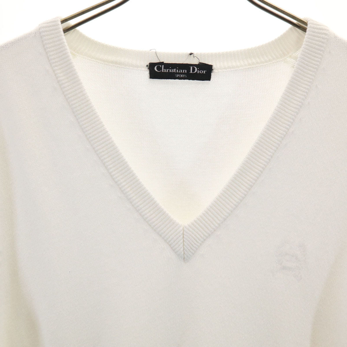 Christian Dior SPORTS クリスチャンディオールスポーツ 90s オールド Vネック ニットベスト L ホワイト メンズ