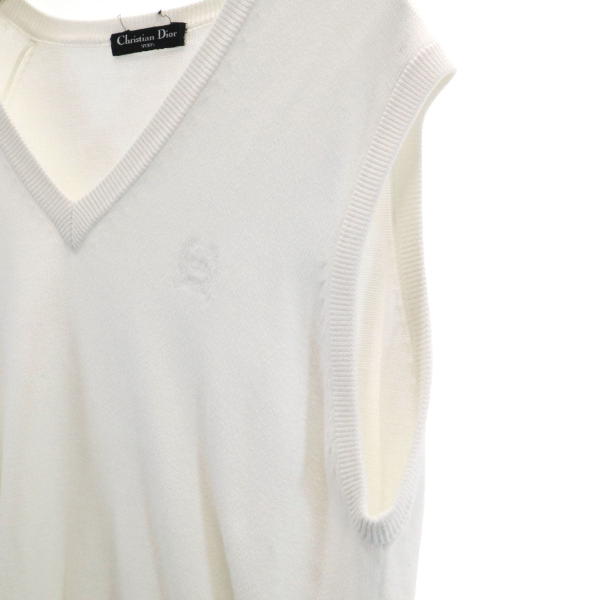 Christian Dior SPORTS クリスチャンディオールスポーツ 90s オールド Vネック ニットベスト L ホワイト メンズ