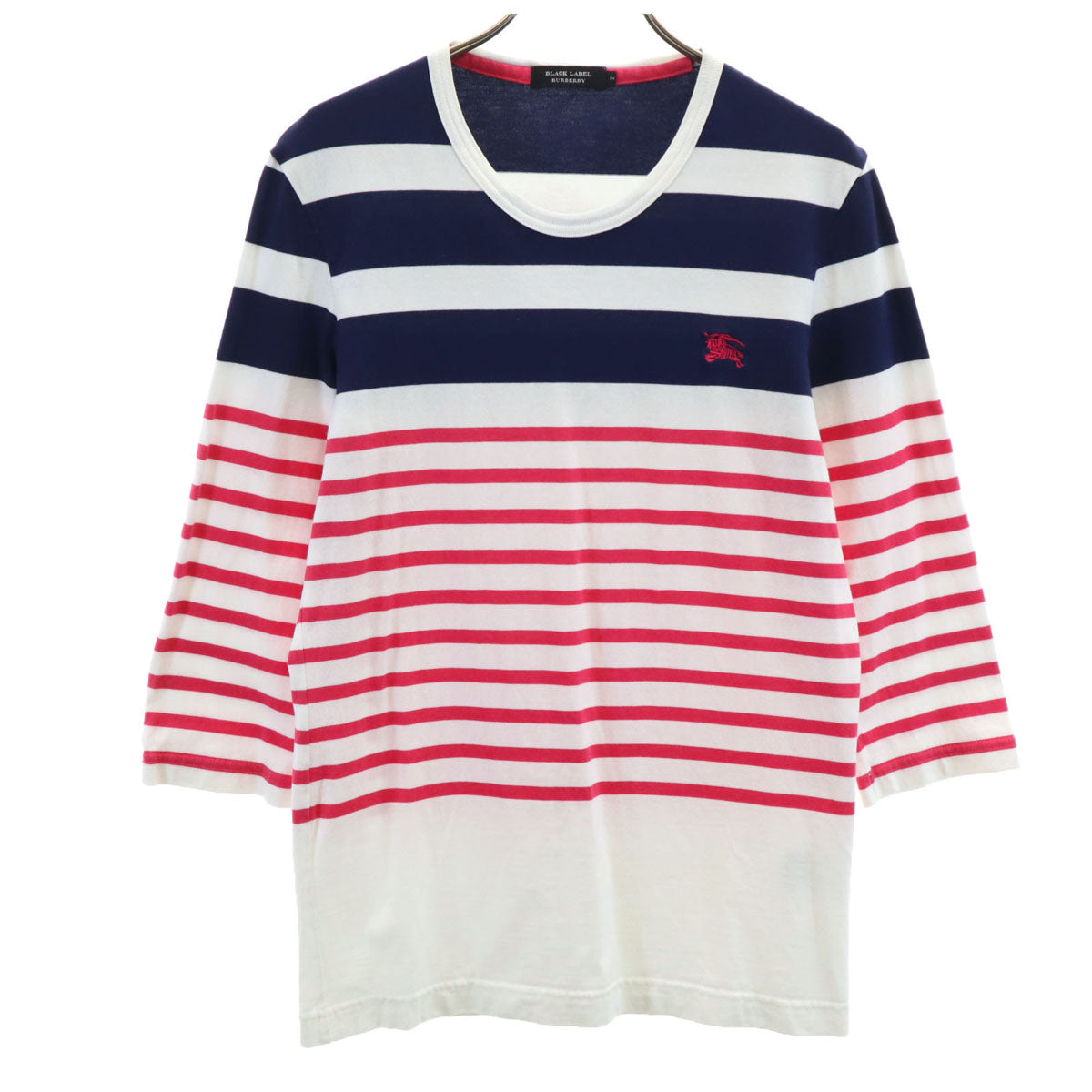 BURBERRY BLACK LABEL バーバリーブラックレーベル ボーダー柄 7分袖 Tシャツ 2 ホワイト 三陽商会 レディース