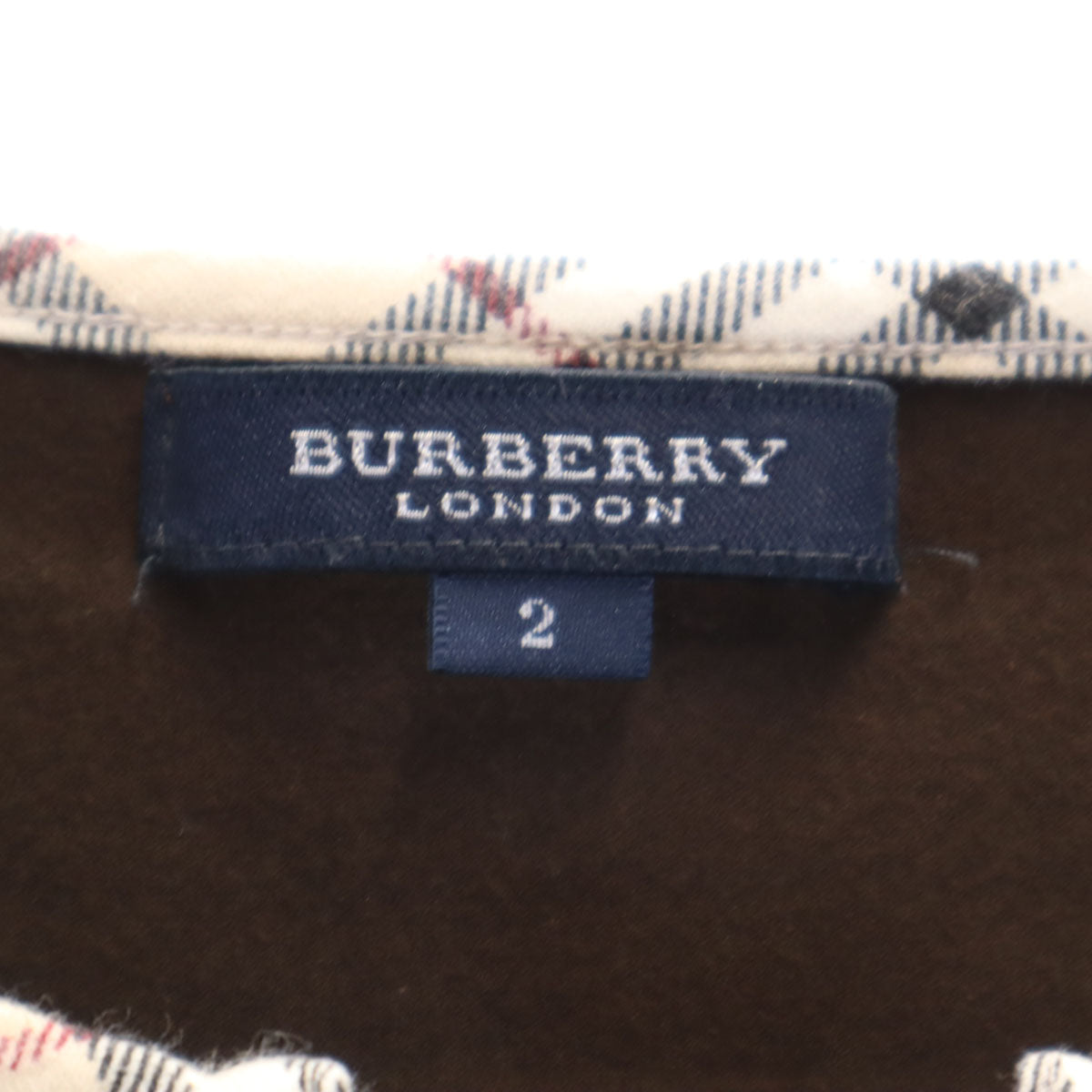 BURBERRY LONDON バーバリーロンドン 7分袖 スキッパーカラー カットソー 2 ブラウン 三陽商会 レディース
