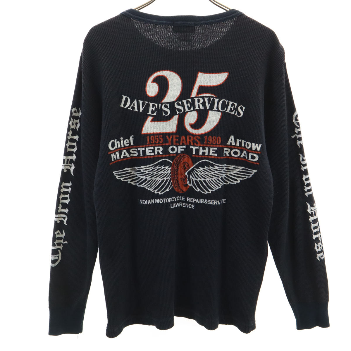 Indian Motorcycle インディアンモーターサイクル カナダ製 長袖 ワッフル Tシャツ ブラック 東洋エンタープライズ サーマル ロンT メンズ