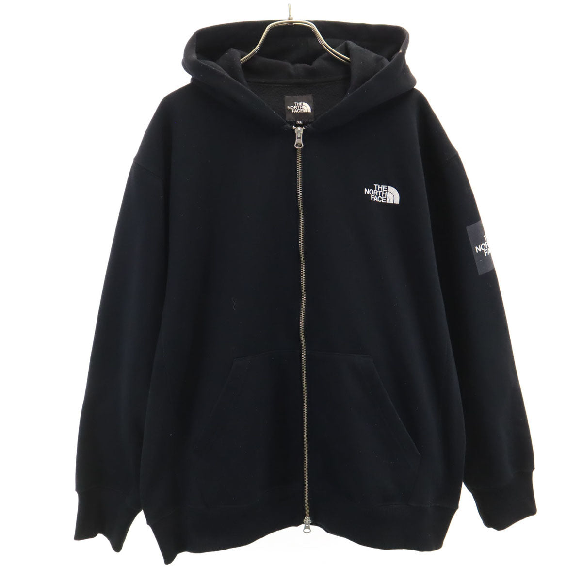 THE NORTH FACE ノースフェイス スクエアロゴ 長袖 スウェット ジップパーカー XL ブラック NT61836 アウトドア 裏起毛 メンズ