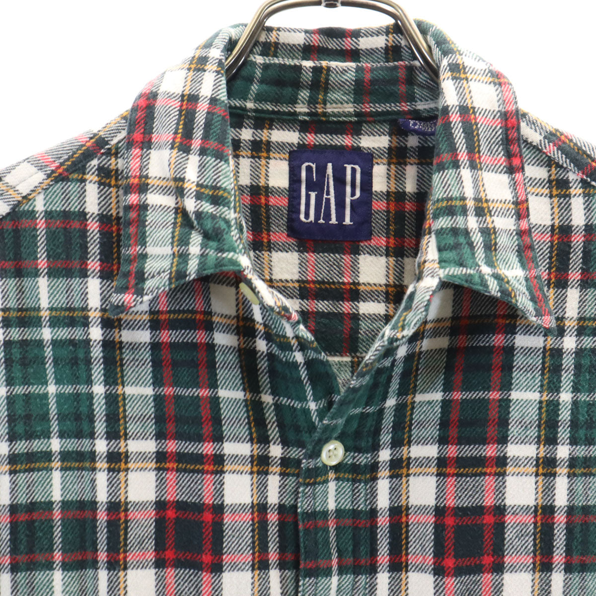 GAP ギャップ 90s オールド チェック柄 長袖 ネルシャツ M 深緑 メンズ