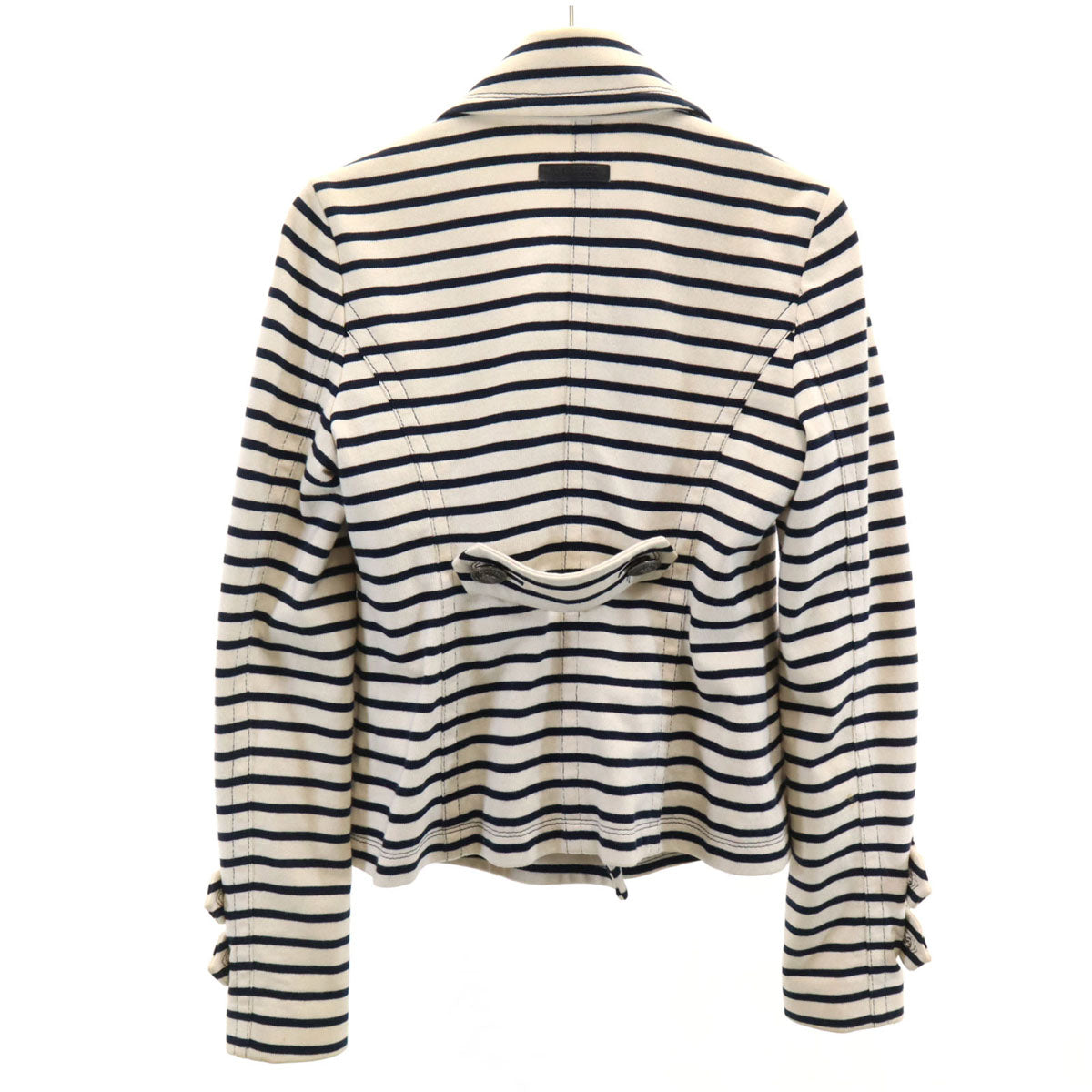 BURBERRY LONDON BLUE LABEL バーバリー ロンドン ブルーレーベル 日本製 ボーダー柄 マリン ジャケット 38 アイボリー 三陽商会 レディース