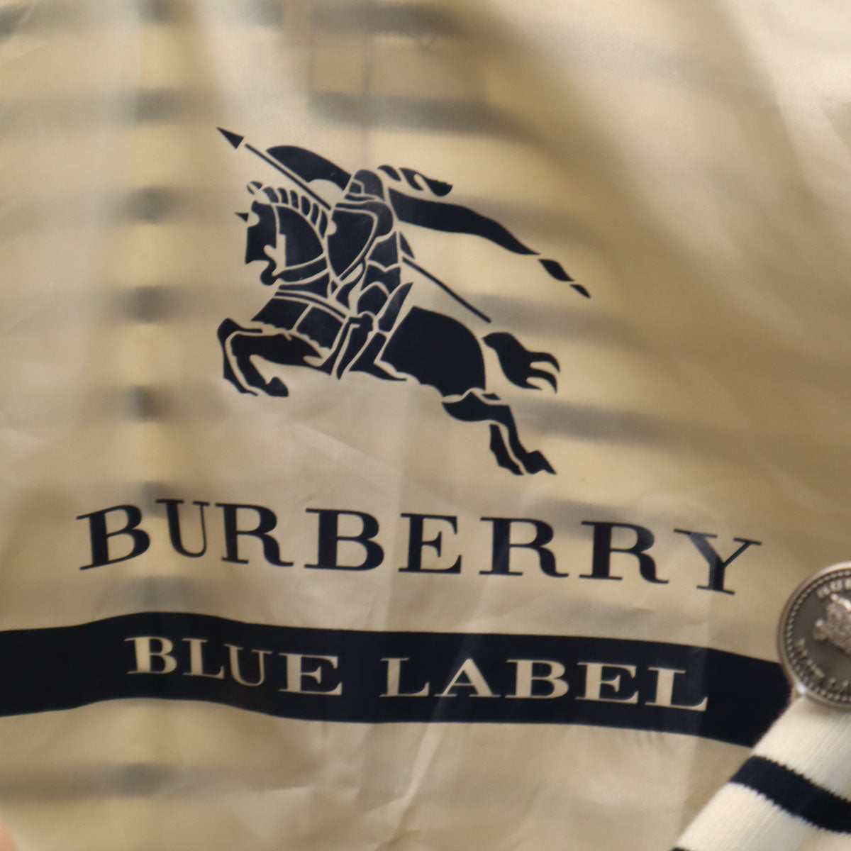 BURBERRY LONDON BLUE LABEL バーバリー ロンドン ブルーレーベル 日本製 ボーダー柄 マリン ジャケット 38 アイボリー 三陽商会 レディース