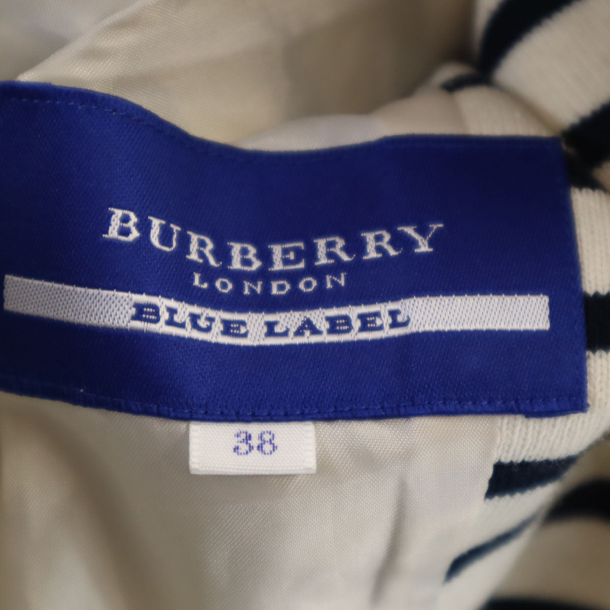 BURBERRY LONDON BLUE LABEL バーバリー ロンドン ブルーレーベル 日本製 ボーダー柄 マリン ジャケット 38 アイボリー 三陽商会 レディース