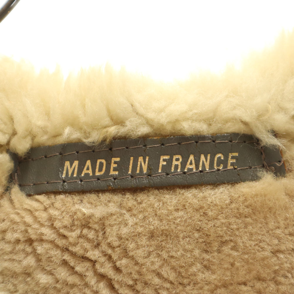 MADE IN FRANCE フランス製 刺繍 コート グレー系 裏ファー レディース