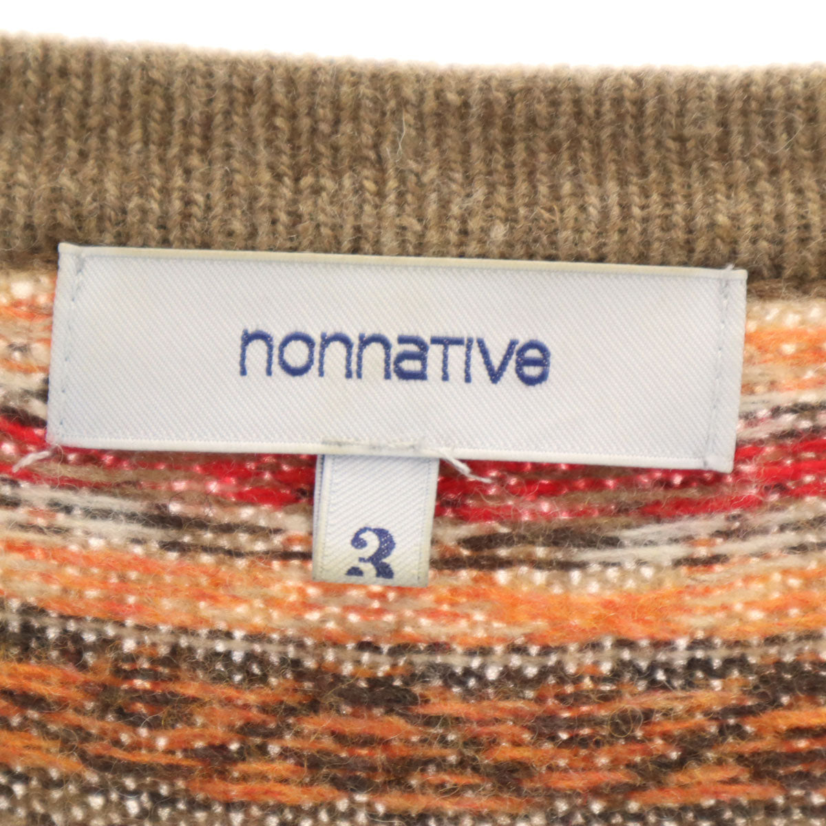 nonnative ノンネイティブ フェアアイル柄 長袖 Vネック ニットカーディガン 3 ブラウン メンズ