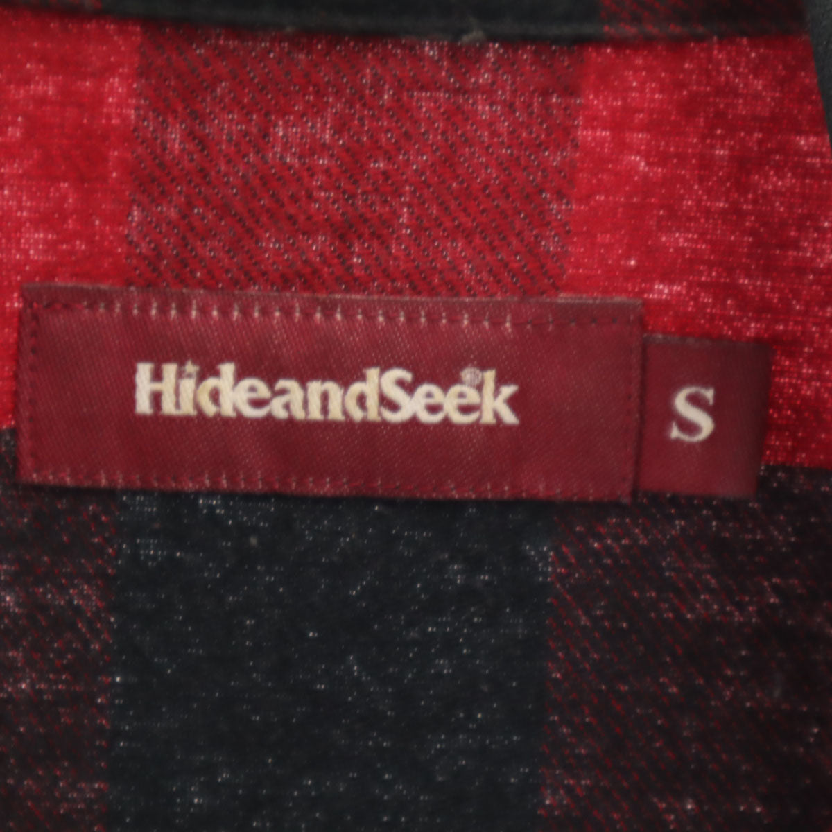 HideandSeek ハイドアンドシーク 日本製 ギンガムチェック柄 長袖 シャツ S レッド メンズ