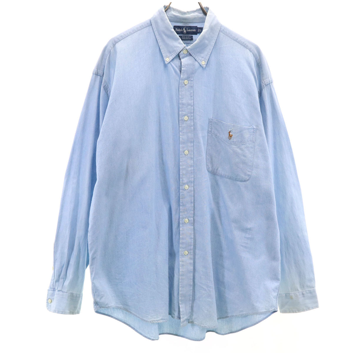 RALPH LAUREN ラルフローレン 90s オールド 長袖 コットンシャツ L ブルー BIG SHIRT メンズ