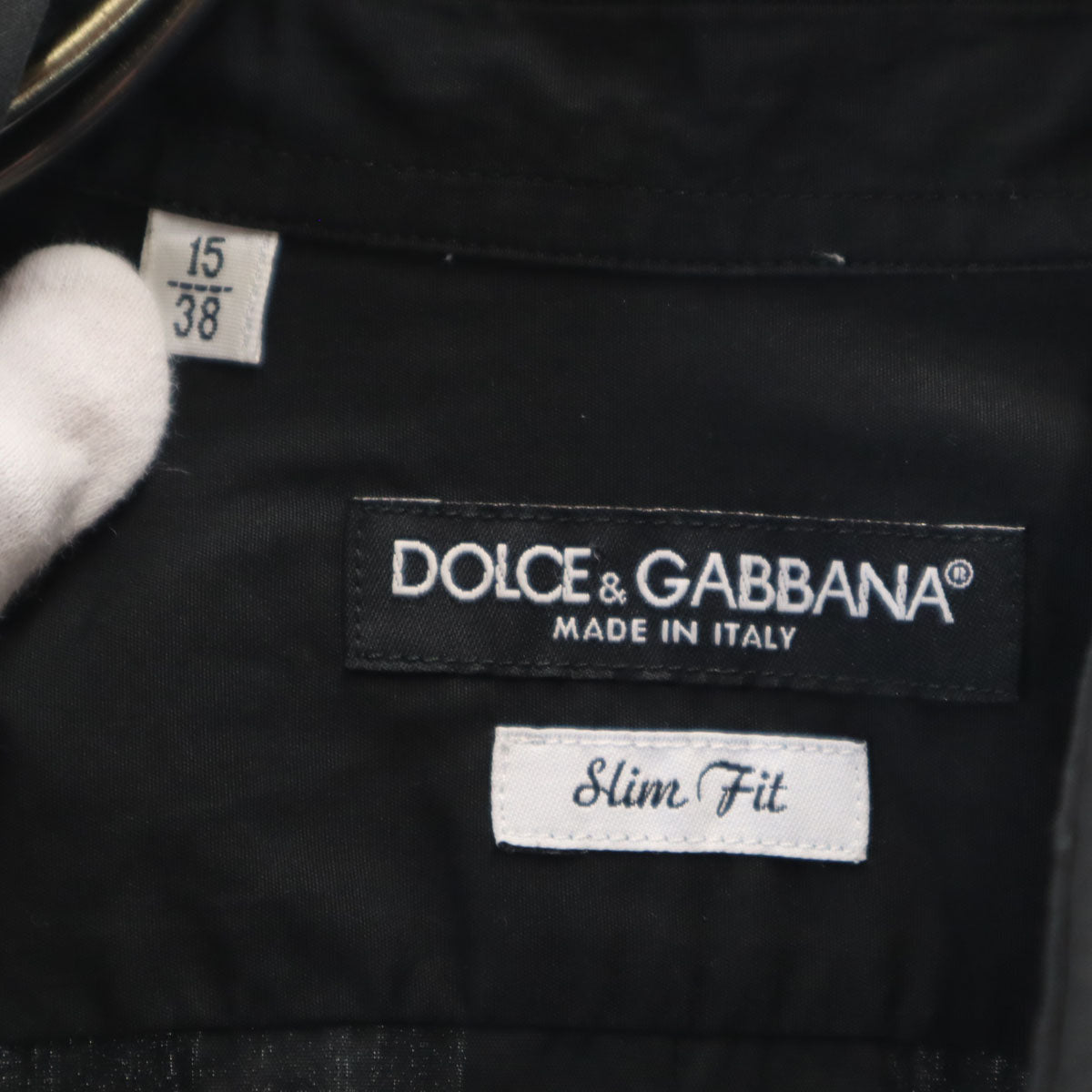 DOLCE&GABBANA ドルチェアンドガッバーナ イタリア製 長袖 スリムフィット シャツ 38 ブラック メンズ