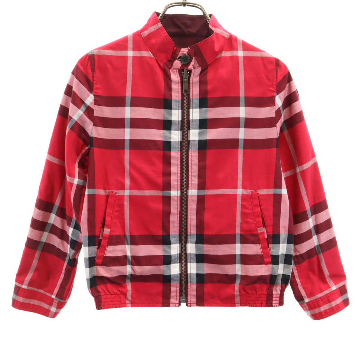 美品 BURBERRY LONDON バーバリーロンドン チェック柄 リバーシブル ジャケット 130 レッド系 三陽商会 キッズ