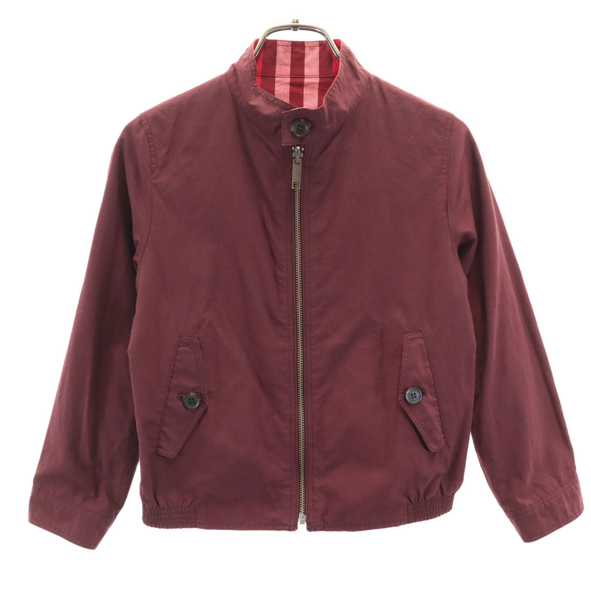 美品 BURBERRY LONDON バーバリーロンドン チェック柄 リバーシブル ジャケット 130 レッド系 三陽商会 キッズ