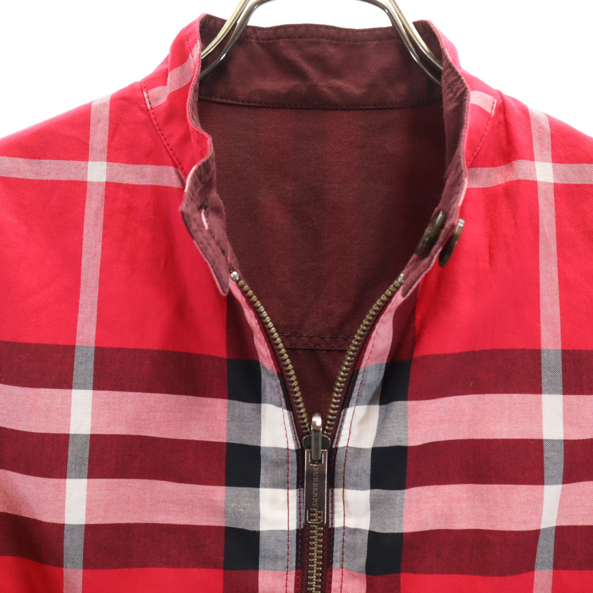 美品 BURBERRY LONDON バーバリーロンドン チェック柄 リバーシブル ジャケット 130 レッド系 三陽商会 キッズ