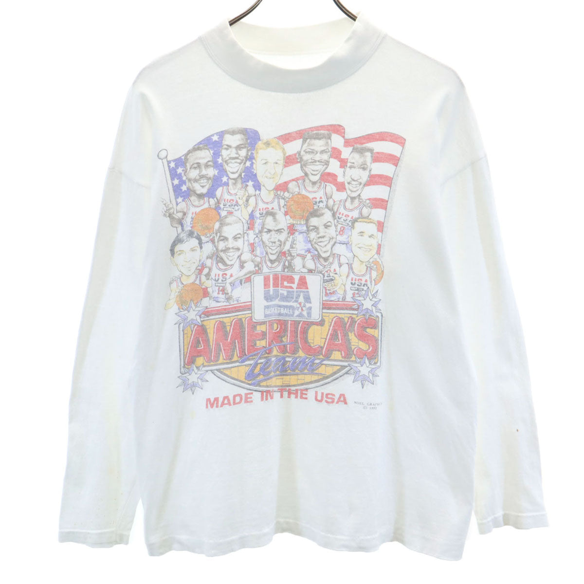 DREAM AMERICA'S TEAM 90s オールド NBA 長袖 モックネック Tシャツ ホワイト ロンT バルセロナオリンピック メンズ