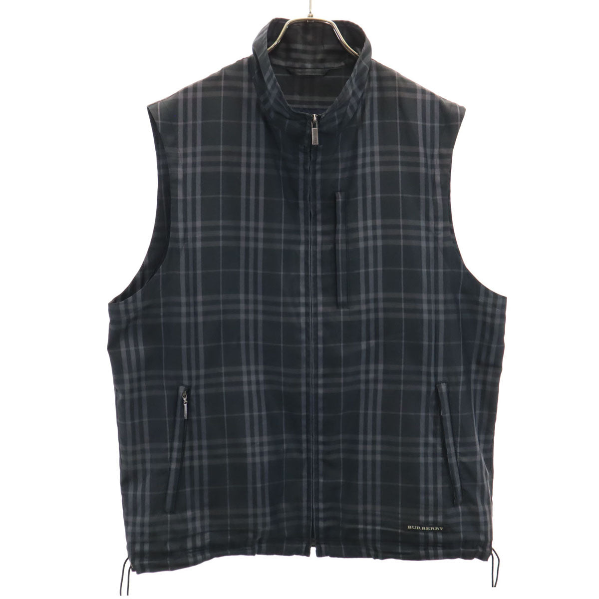 BURBERRY GOLF バーバリーゴルフ チェック柄 ジップアップ ベスト L ブラック メンズ