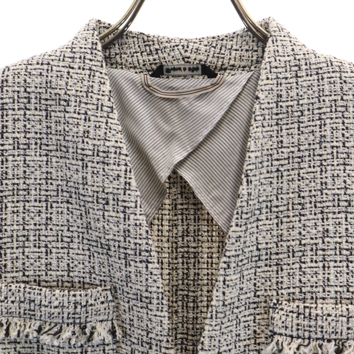MAX MARA Weekend マックスマーラウィークエンド ポーランド製 ツイードジャケット 42 ホワイト レディース