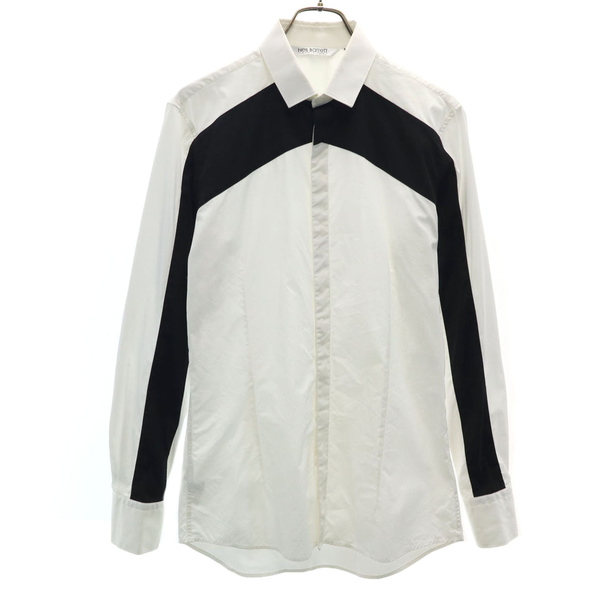 NEIL BARRETT ニールバレット イタリア製 長袖 コーデュロイ切り替え コットンシャツ M ホワイト メンズ