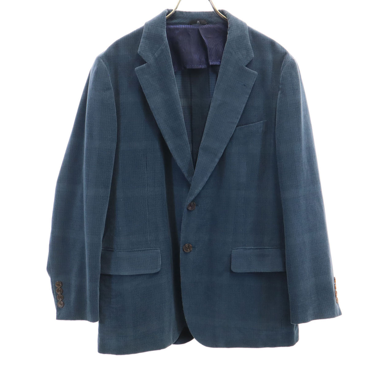 LANVIN LA COLLECTION ランバンコレクション 日本製 チェック柄 コーデュロイ テーラードジャケット 50 ネイビー メンズ