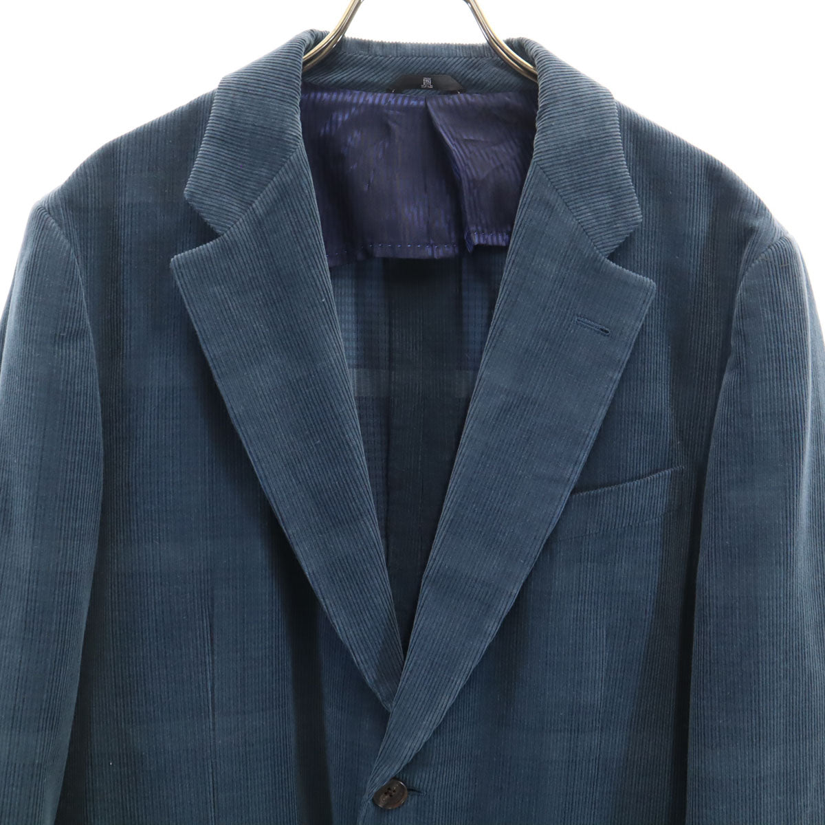 LANVIN LA COLLECTION ランバンコレクション 日本製 チェック柄 コーデュロイ テーラードジャケット 50 ネイビー メンズ