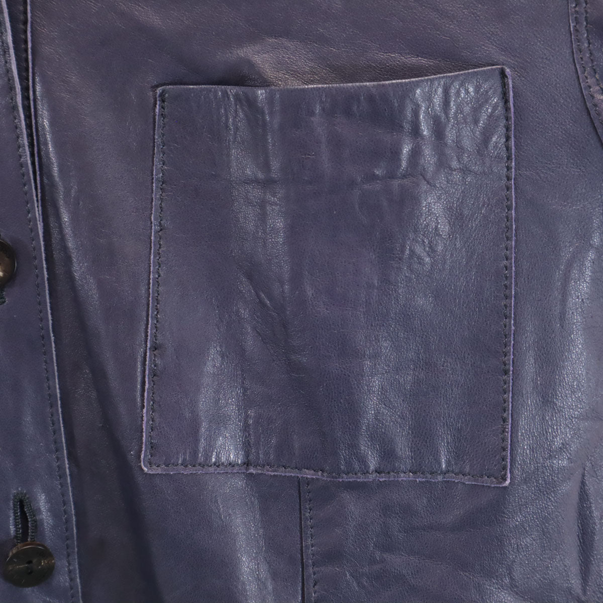 LANVIN LA COLLECTION ランバンコレクション 日本製 長袖 羊革レザー シャツ 38 ネイビー レディース