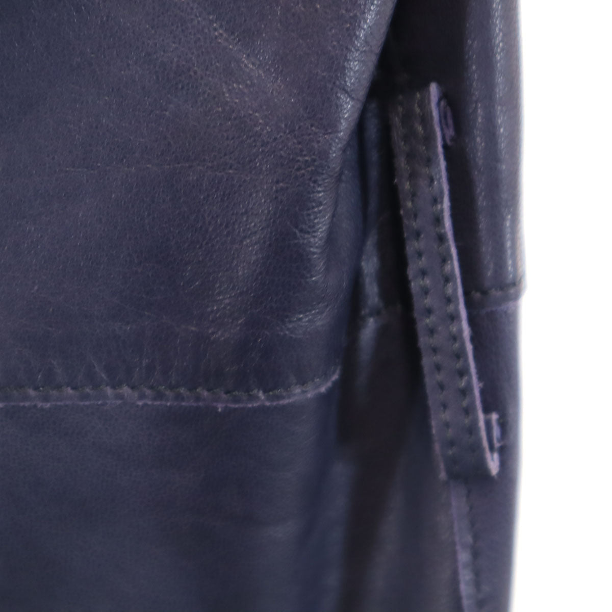 LANVIN LA COLLECTION ランバンコレクション 日本製 長袖 羊革レザー シャツ 38 ネイビー レディース